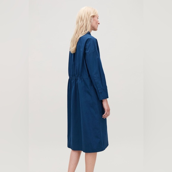 COS Blue Long Jacket with Gathered Back Size 2 - Picture 2 of 13